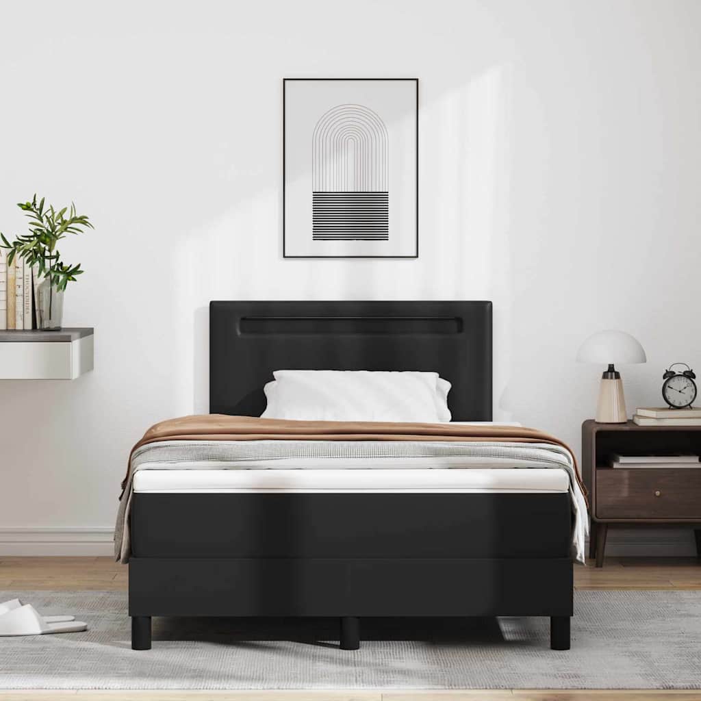 Bettgestell mit Matratze Schwarz 120 x 200 cm Kunstleder