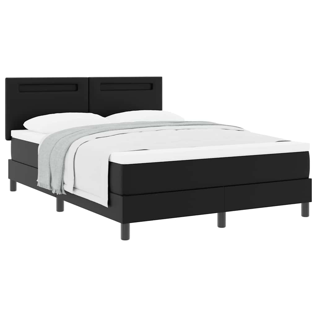 Bettgestell mit Matratze Schwarz 140 x 190 cm Kunstleder