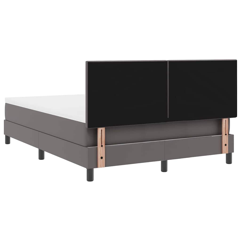Bettgestell mit Matratze Grau 140 x 190 cm Kunstleder