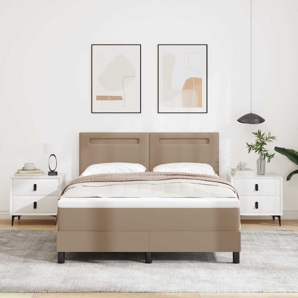 Bettgestell mit Matratze Cappuccino 140 x 190 cm Kunstleder