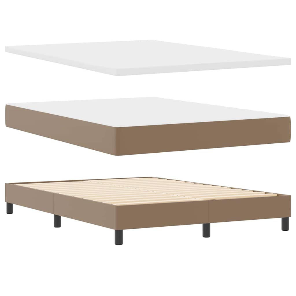 Bettgestell mit Matratze Cappuccino 140 x 190 cm Kunstleder