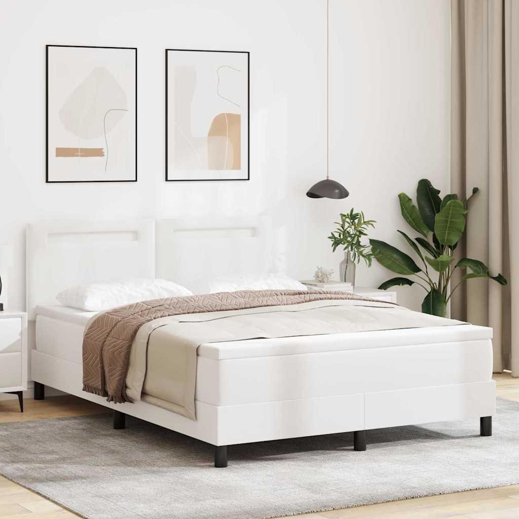Bettgestell mit Matratze Weiß 140 x 200 cm Kunstleder