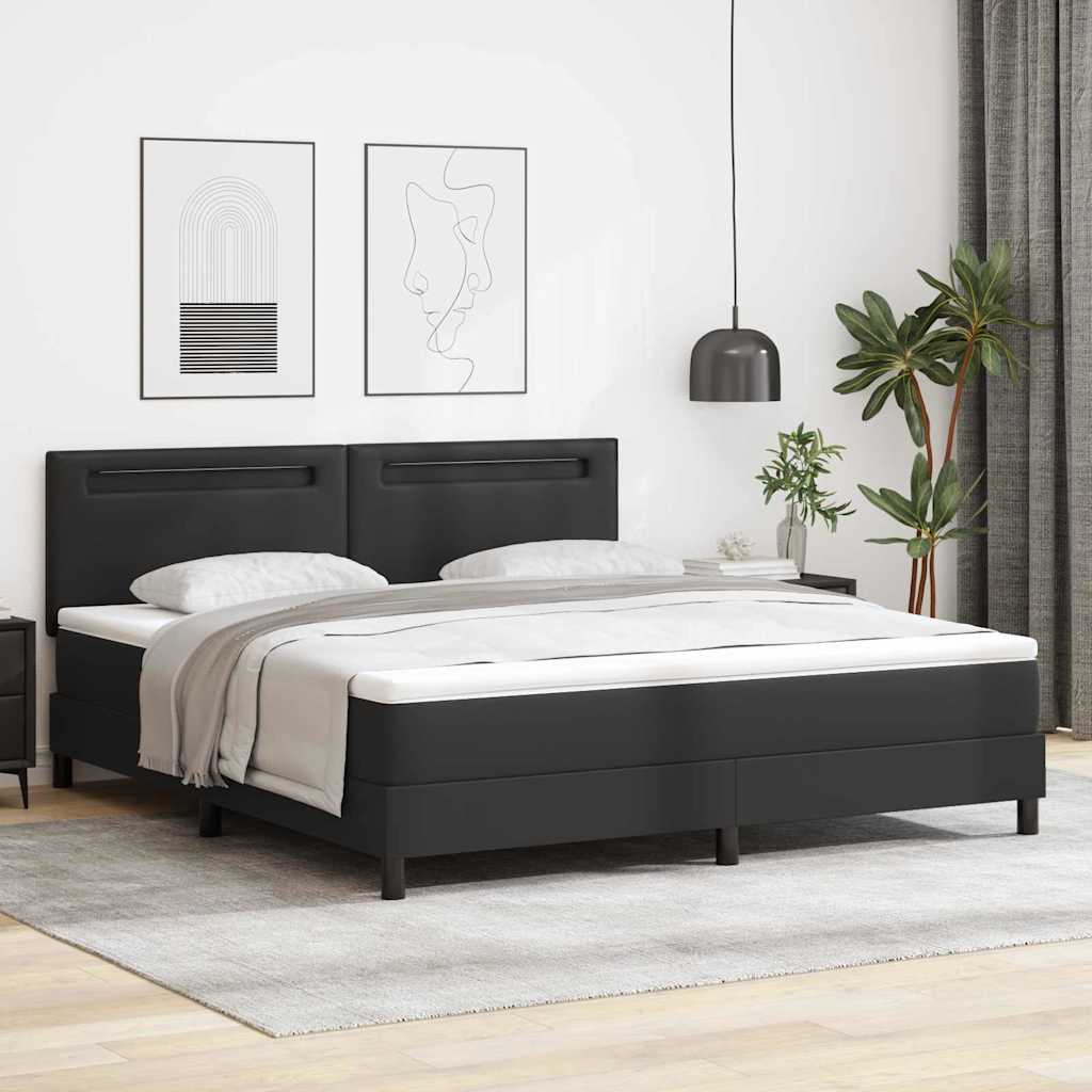 Bettgestell mit Matratze Schwarz 180 x 200 cm Kunstleder