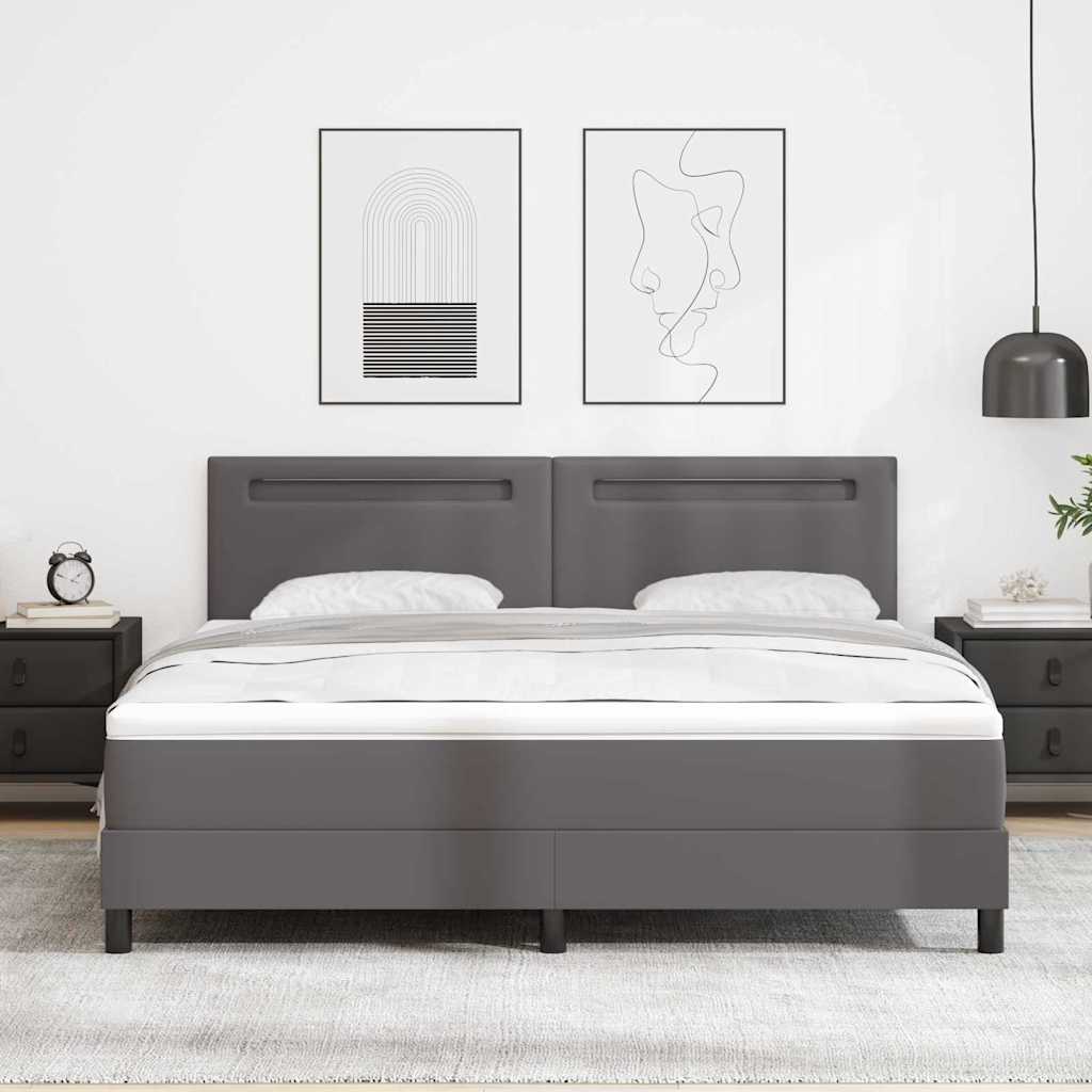 Bettgestell mit Matratze Grau 180 x 200 cm Kunstleder