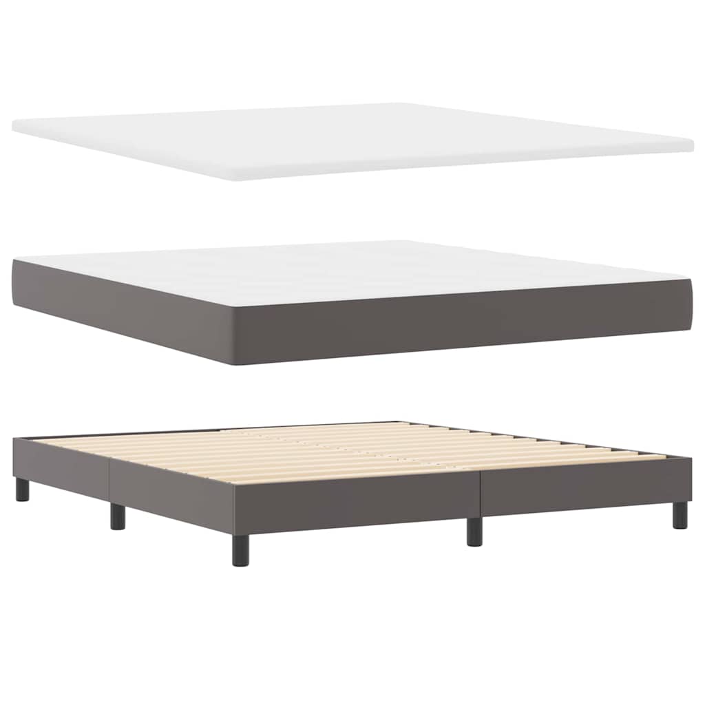 Bettgestell mit Matratze Grau 180 x 200 cm Kunstleder