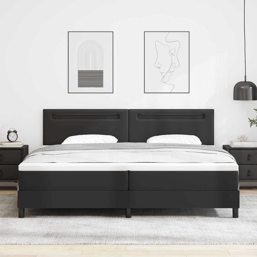 Bettgestell mit Matratze Schwarz 200 x 200 cm Kunstleder