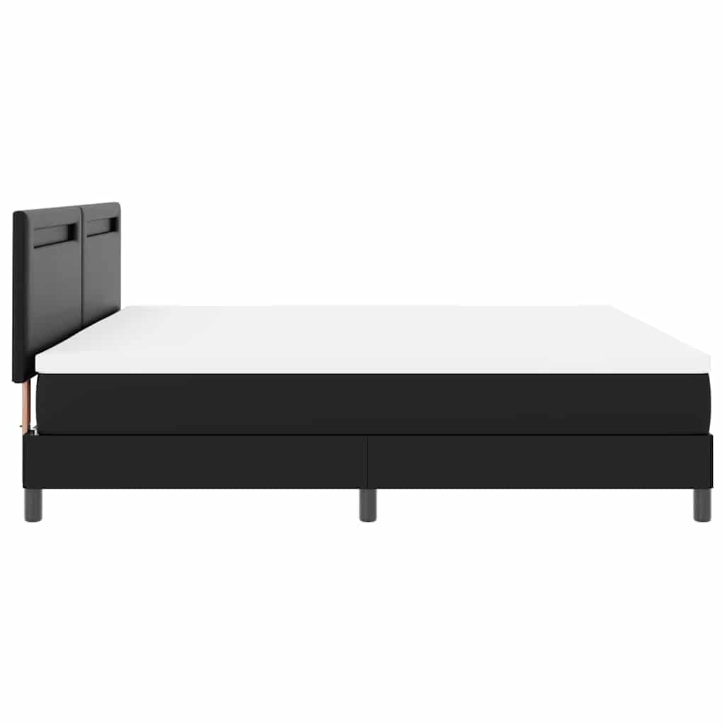 Bettgestell mit Matratze Schwarz 200 x 200 cm Kunstleder