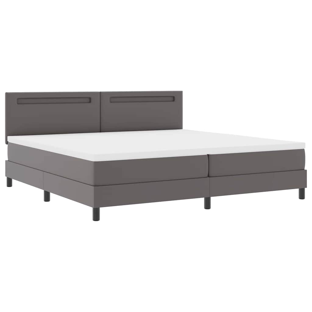 Bettgestell mit Matratze Grau 200 x 200 cm Kunstleder