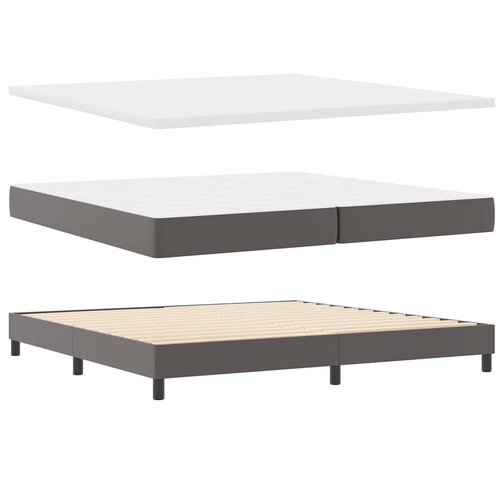 Bettgestell mit Matratze Grau 200 x 200 cm Kunstleder