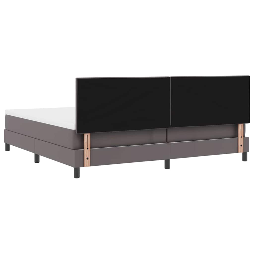 Bettgestell mit Matratze Grau 200 x 200 cm Kunstleder