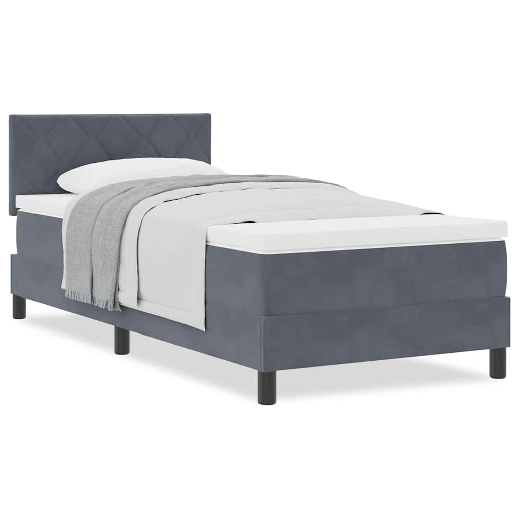 Boxspringbett mit Matratze Dunkelgrau 100 x 200 cm Stoff