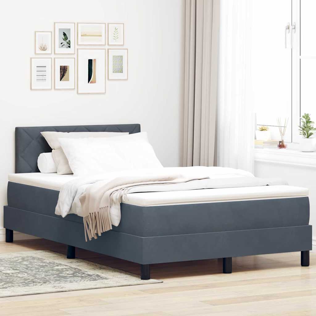 Boxspringbett mit Matratze Dunkelgrau 120 x 200 cm Stoff