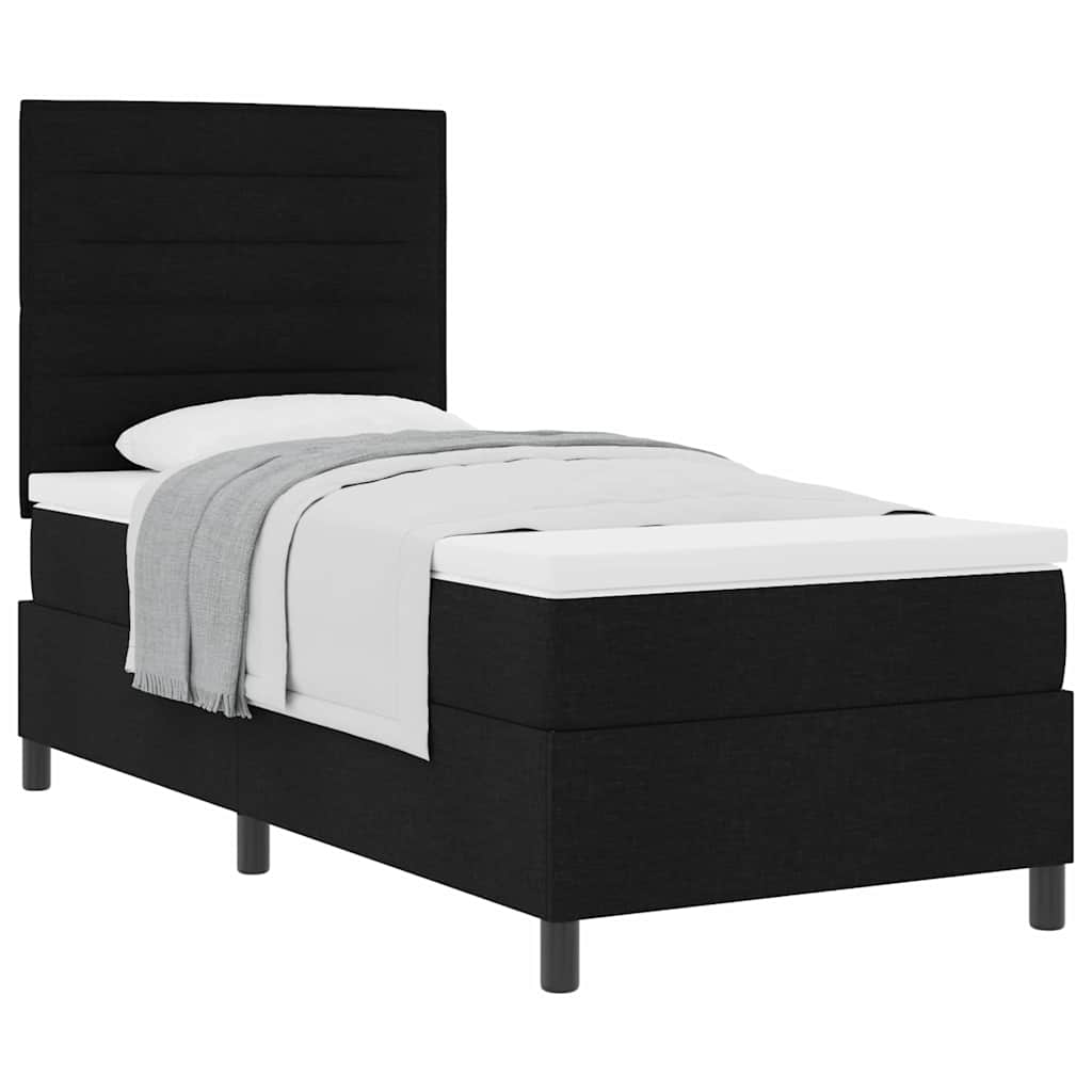 Boxspringbett mit Matratze Schwarz 90 x 190 cm Stoff