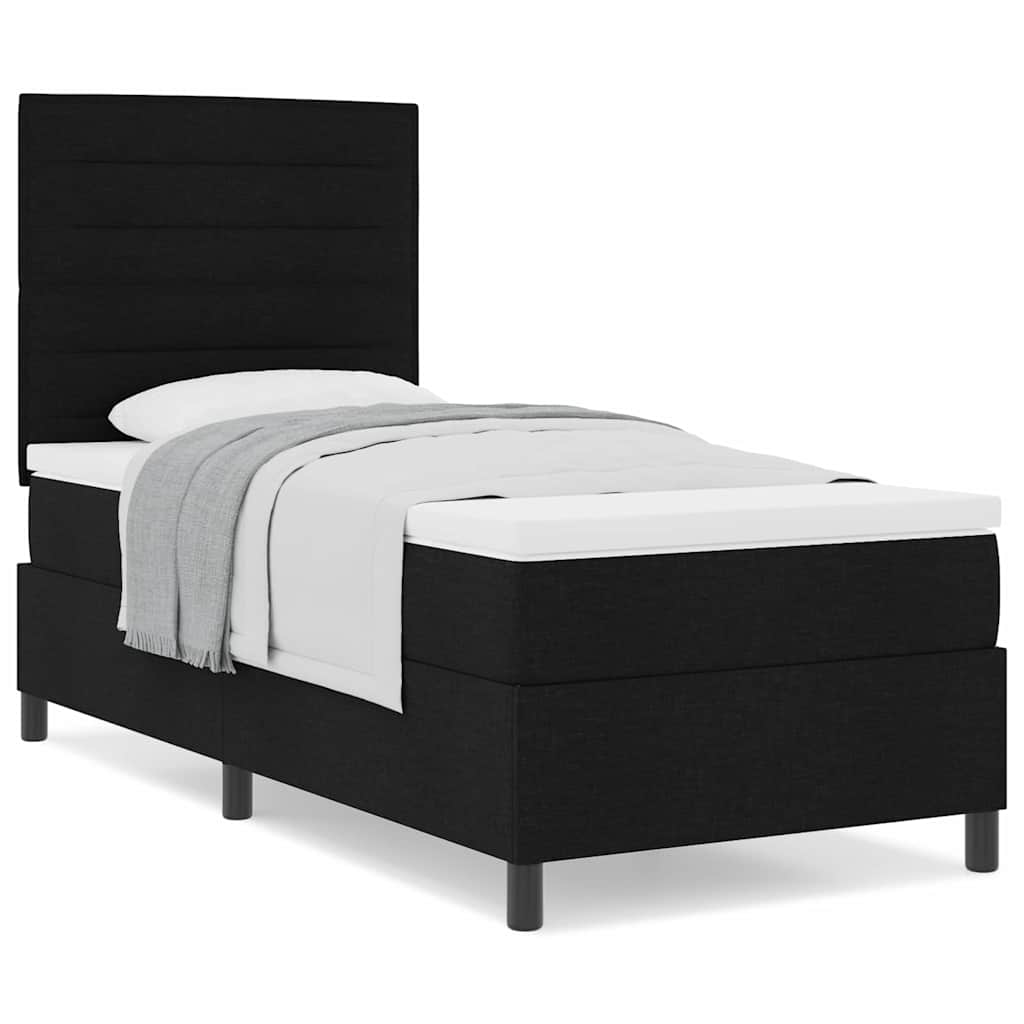 Boxspringbett mit Matratze Schwarz 90 x 190 cm Stoff