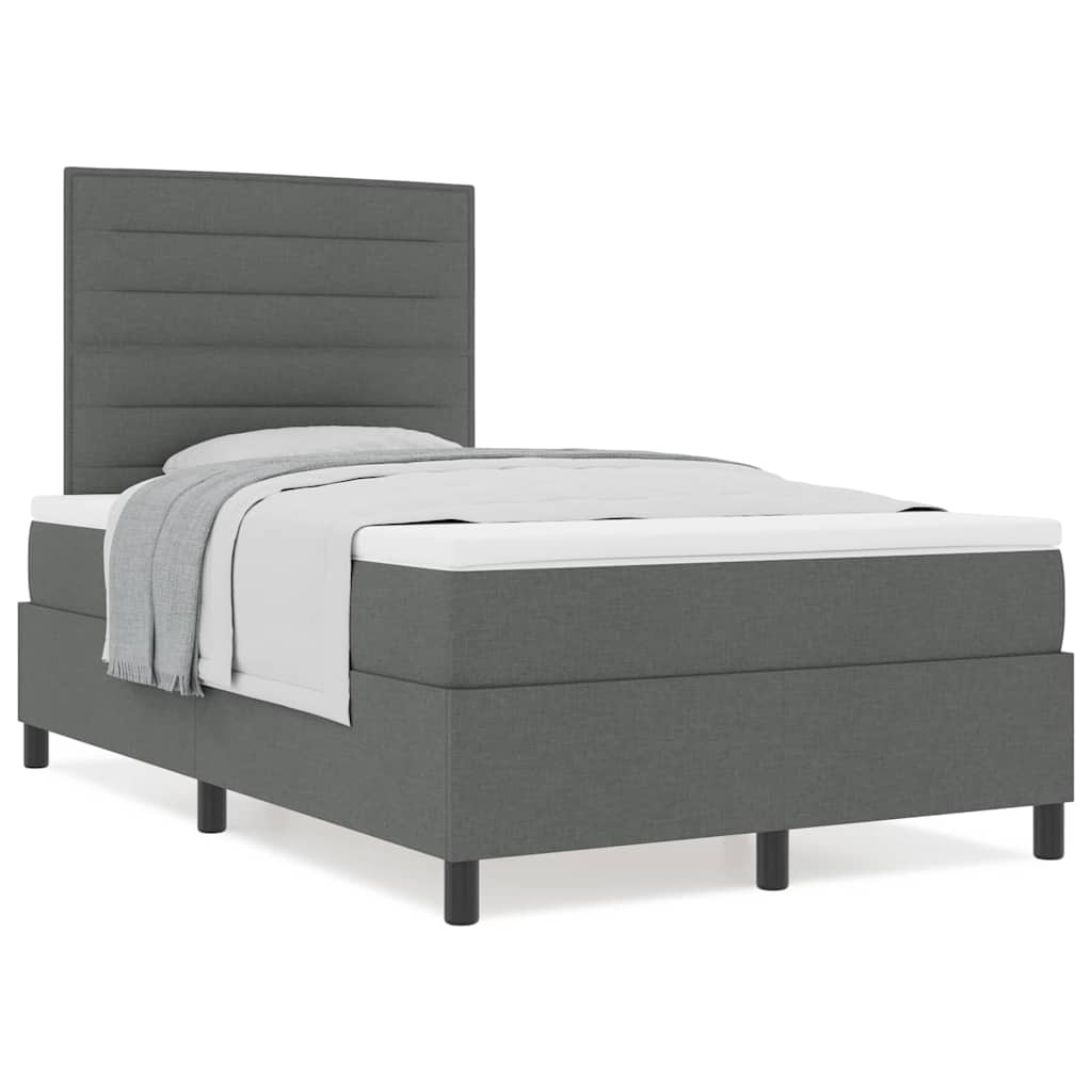 Boxspringbett mit Matratze Dunkelgrau 120 x 200 cm Stoff