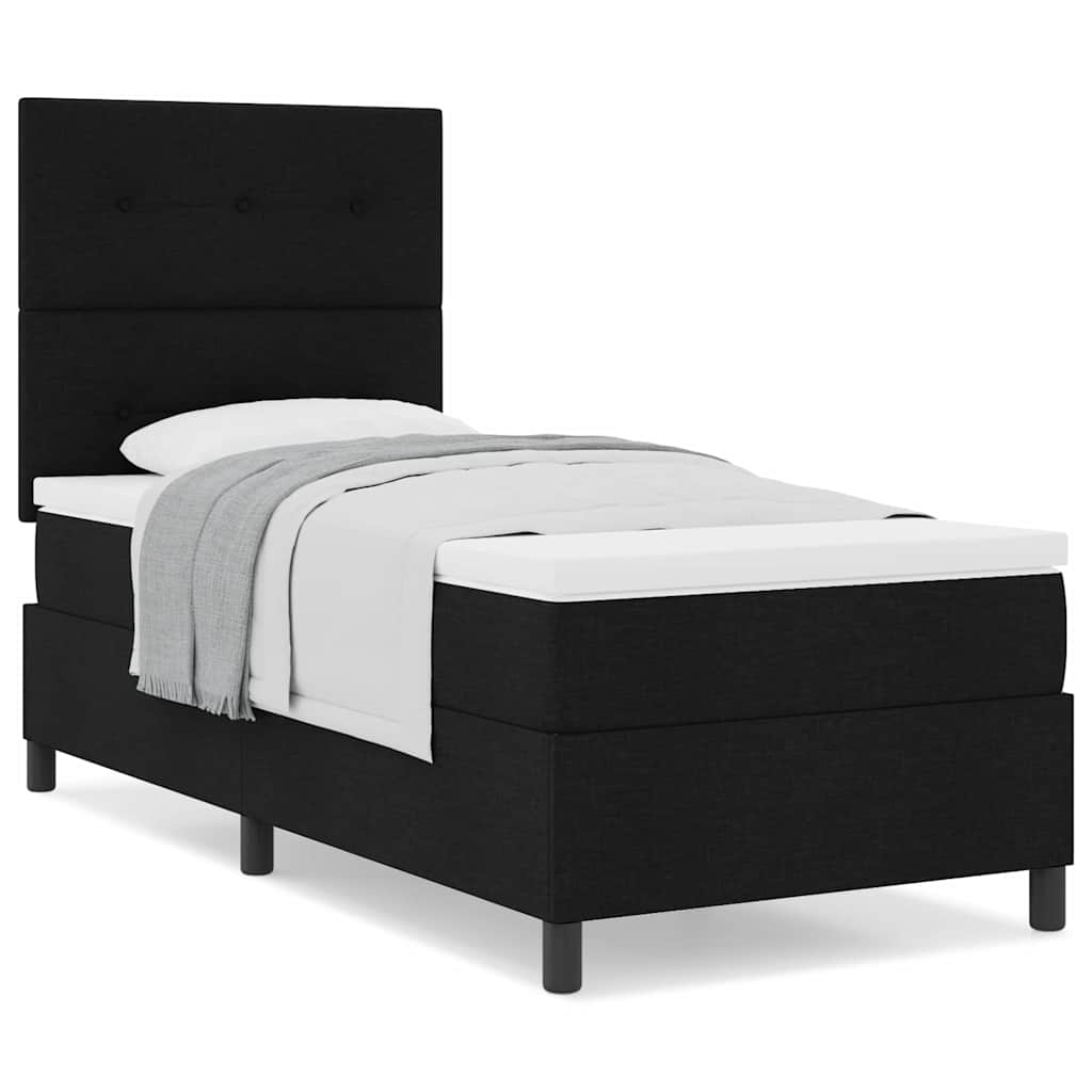 Boxspringbett mit Matratze Schwarz 90 x 190 cm Stoff