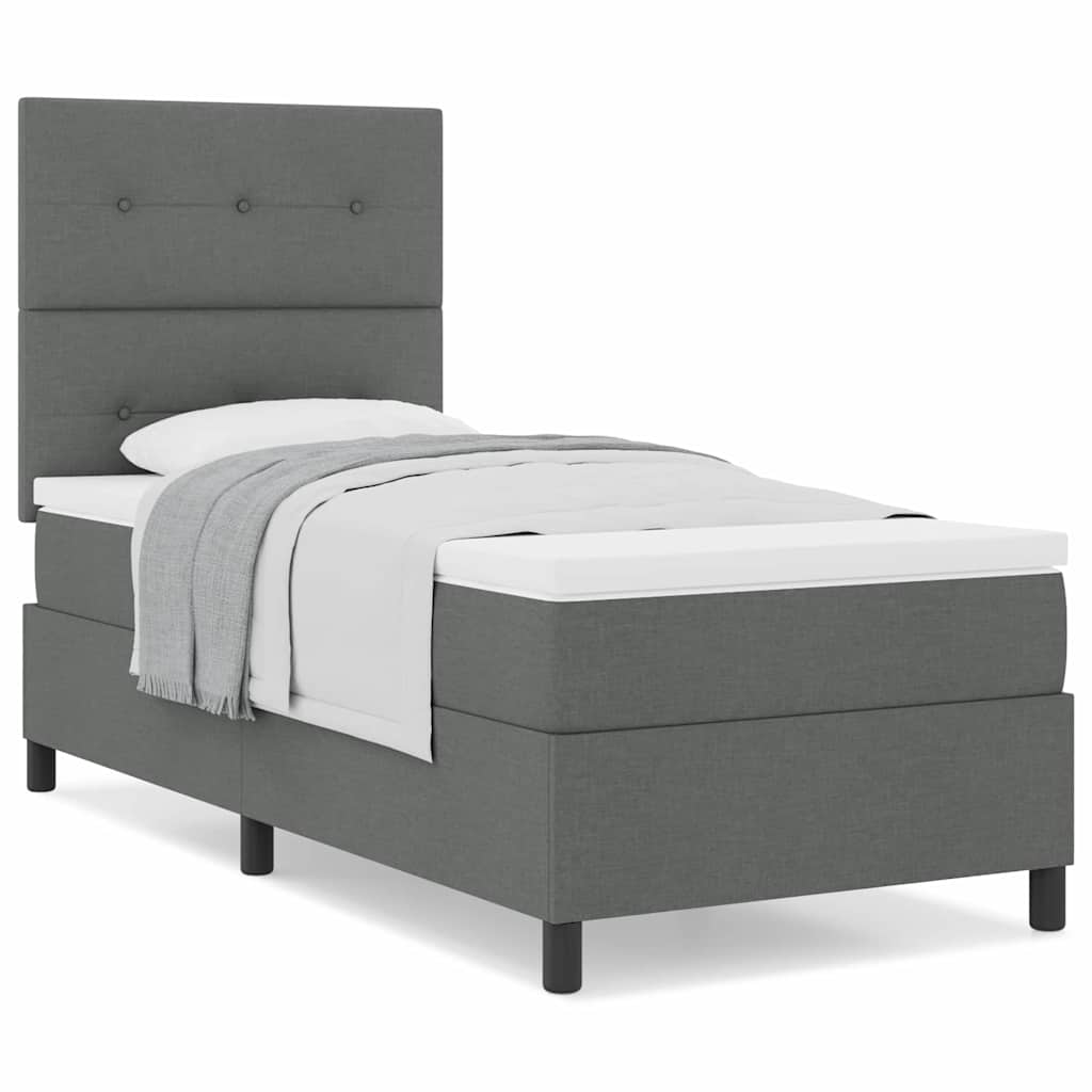 Boxspringbett mit Matratze Dunkelgrau 100 x 200 cm Stoff