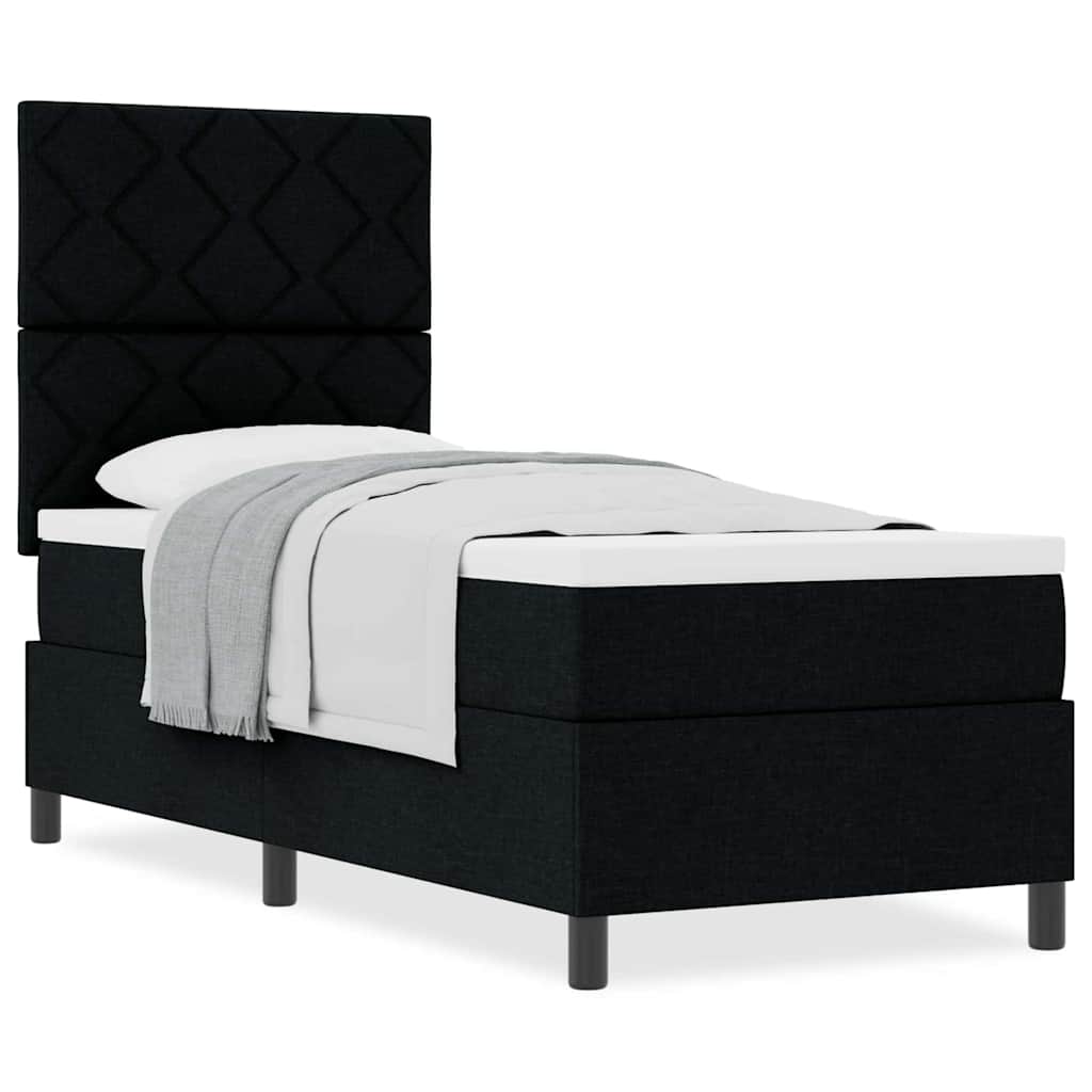 Boxspringbett mit Matratze Schwarz 80 x 200 cm Stoff