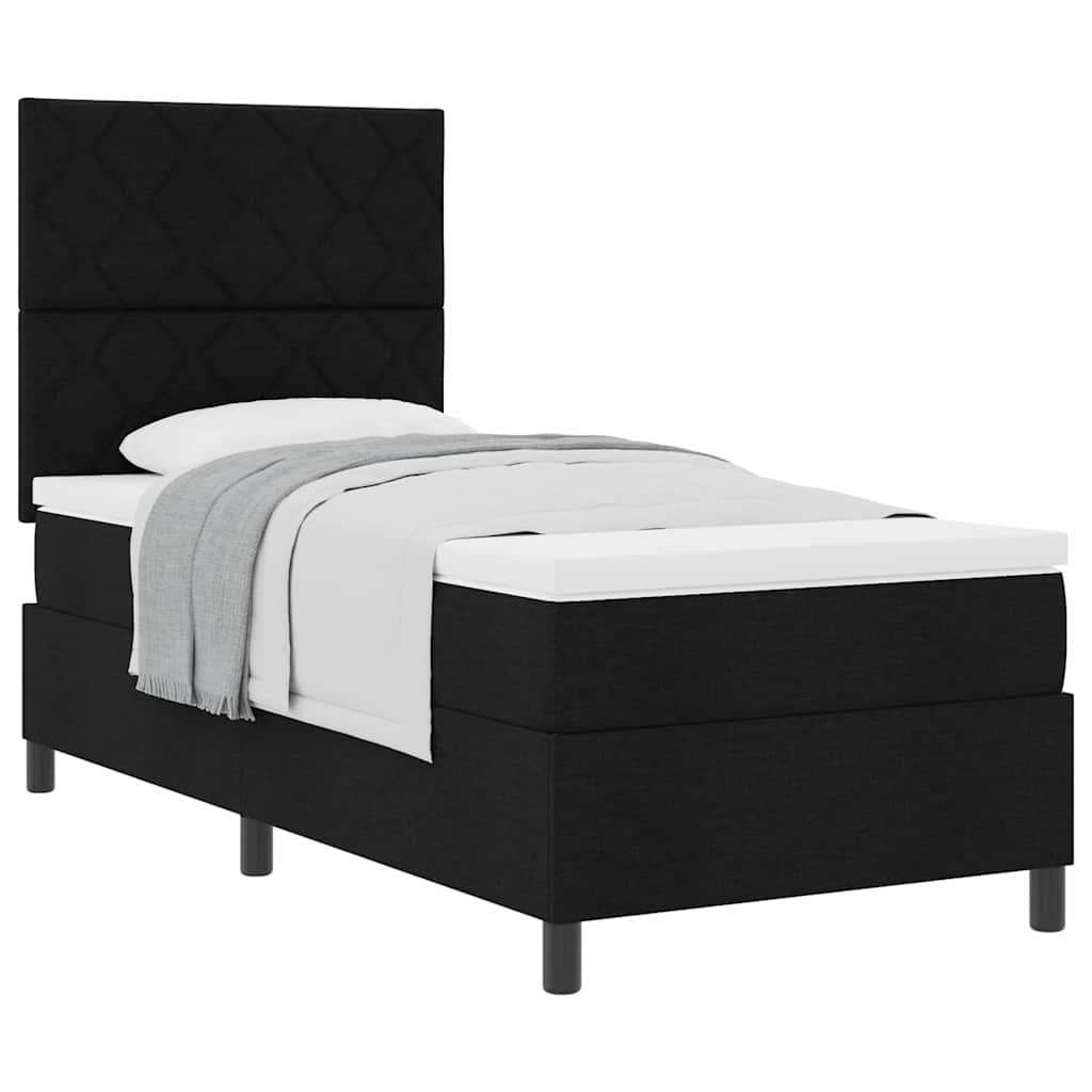 Boxspringbett mit Matratze Schwarz 90 x 190 cm Stoff