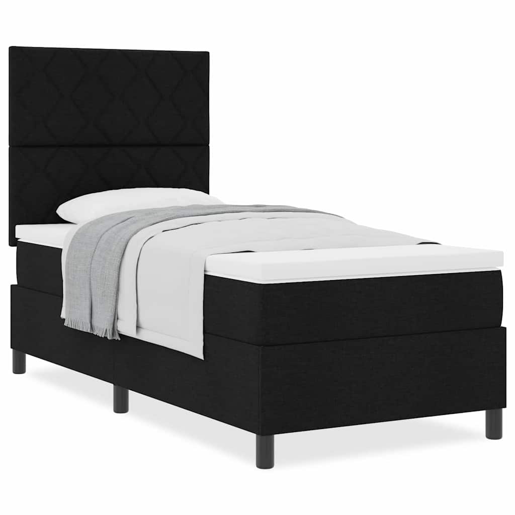 Boxspringbett mit Matratze Schwarz 90 x 190 cm Stoff