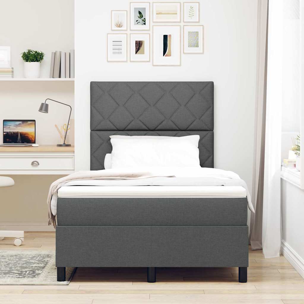 Boxspringbett mit Matratze Dunkelgrau 120 x 200 cm Stoff
