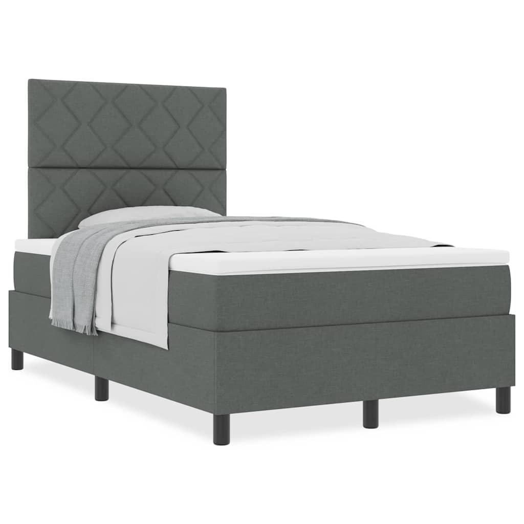Boxspringbett mit Matratze Dunkelgrau 120 x 200 cm Stoff