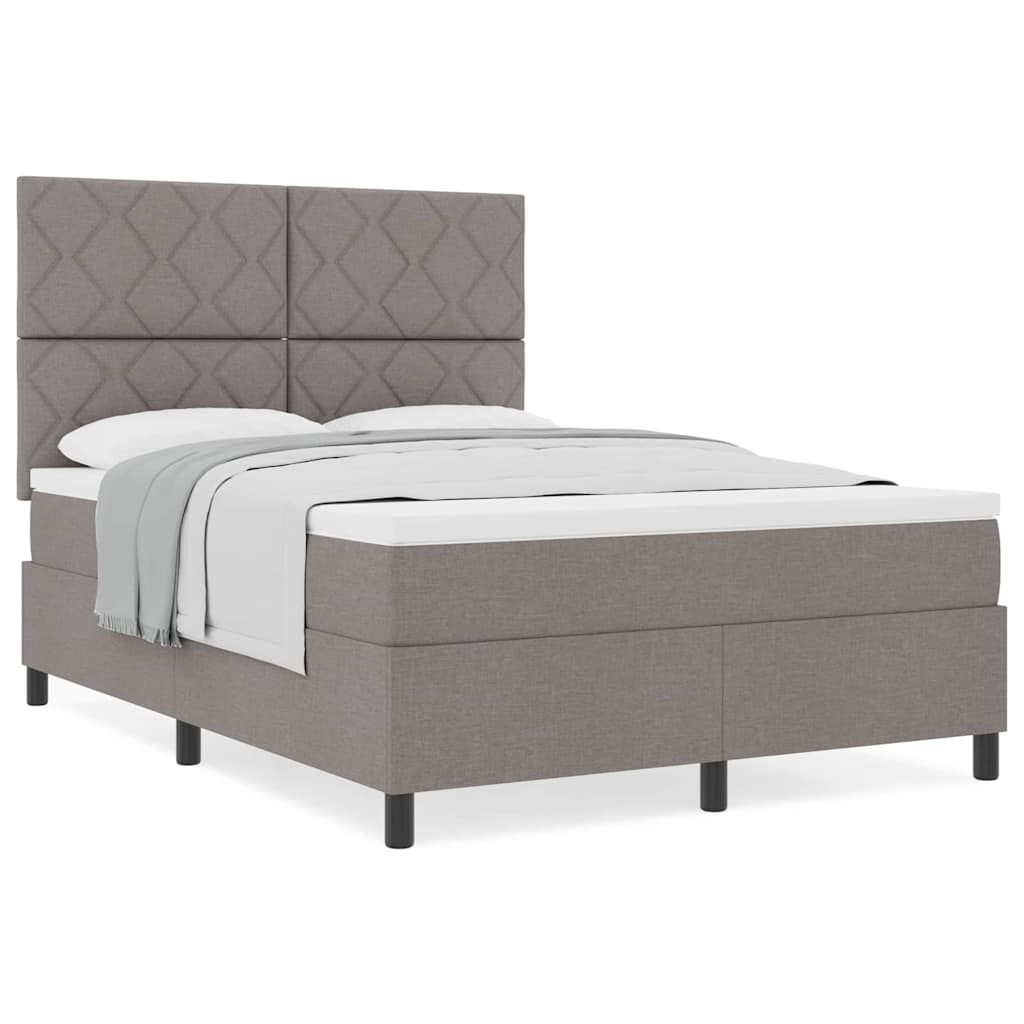 Boxspringbett mit Matratze Taupe 140 x 190 cm Stoff