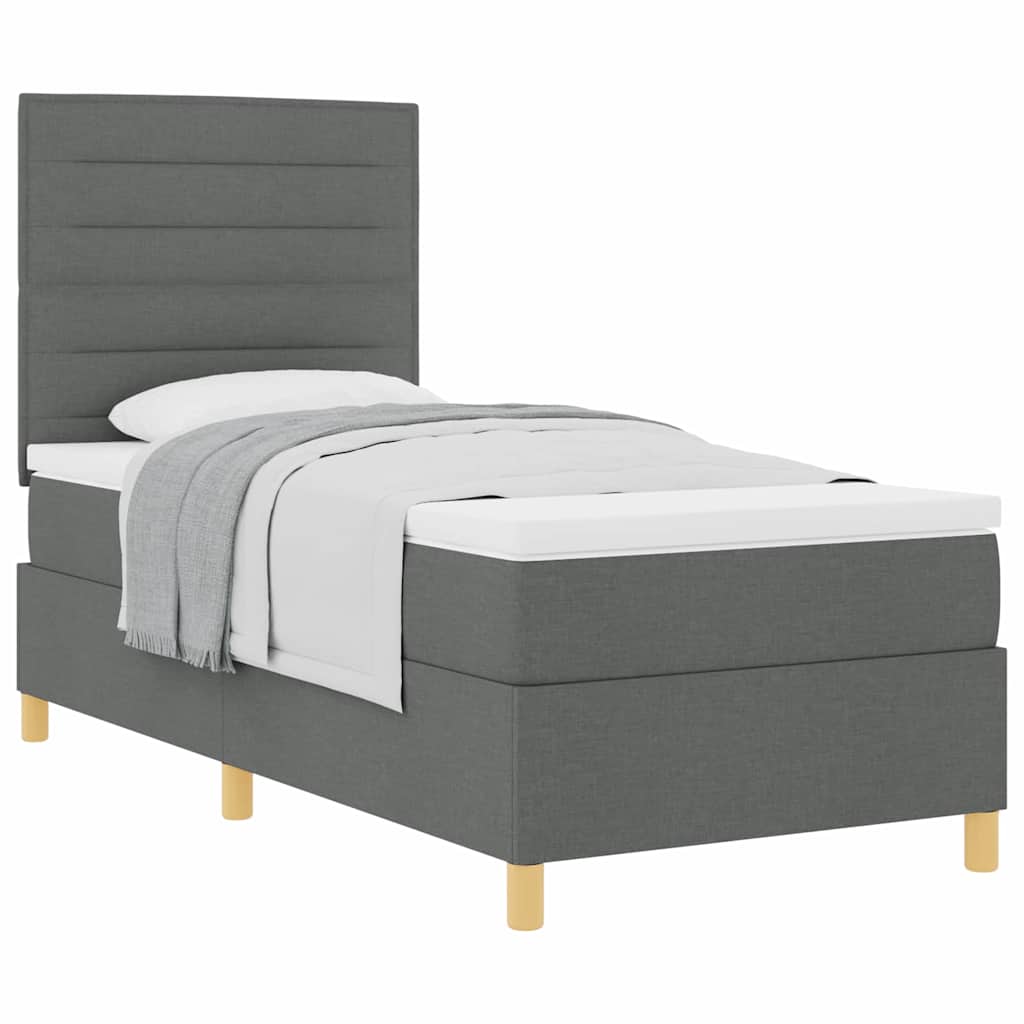 Boxspringbett mit Matratze Dunkelgrau 100 x 200 cm Stoff