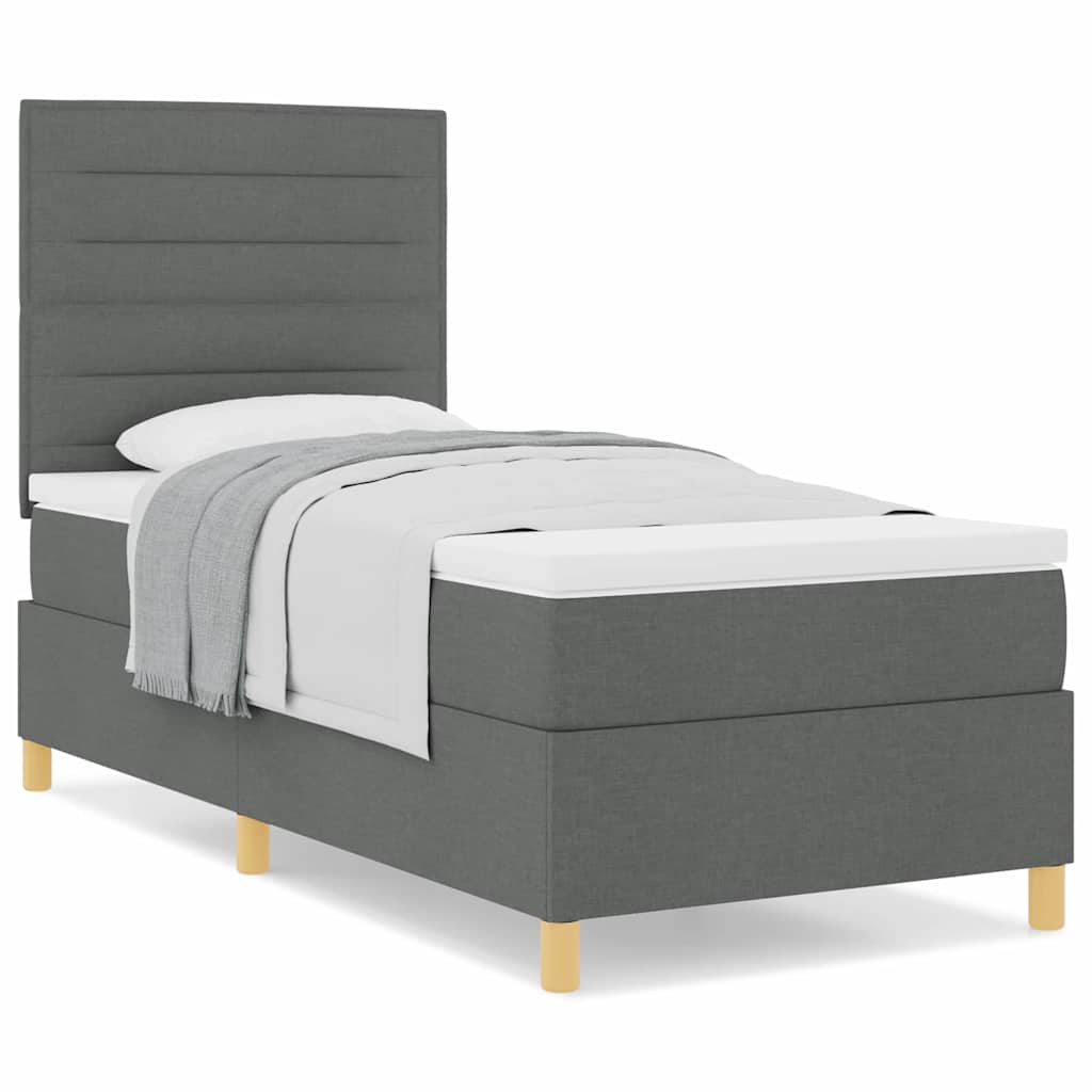 Boxspringbett mit Matratze Dunkelgrau 100 x 200 cm Stoff