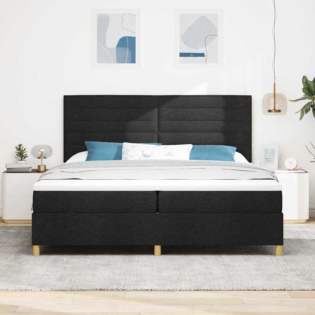 Boxspringbett mit Kopfteil Schwarz 200 x 200 cm Stoff