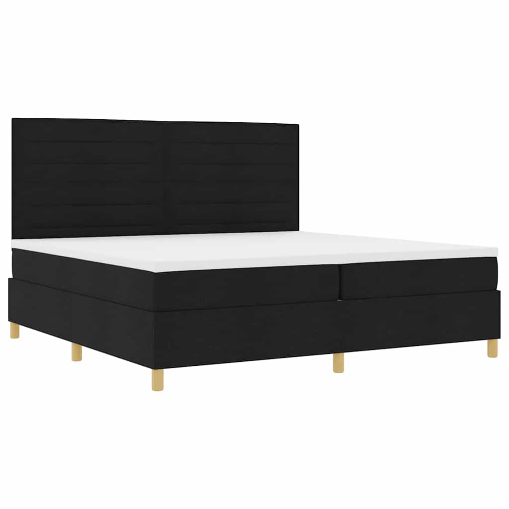 Boxspringbett mit Kopfteil Schwarz 200 x 200 cm Stoff