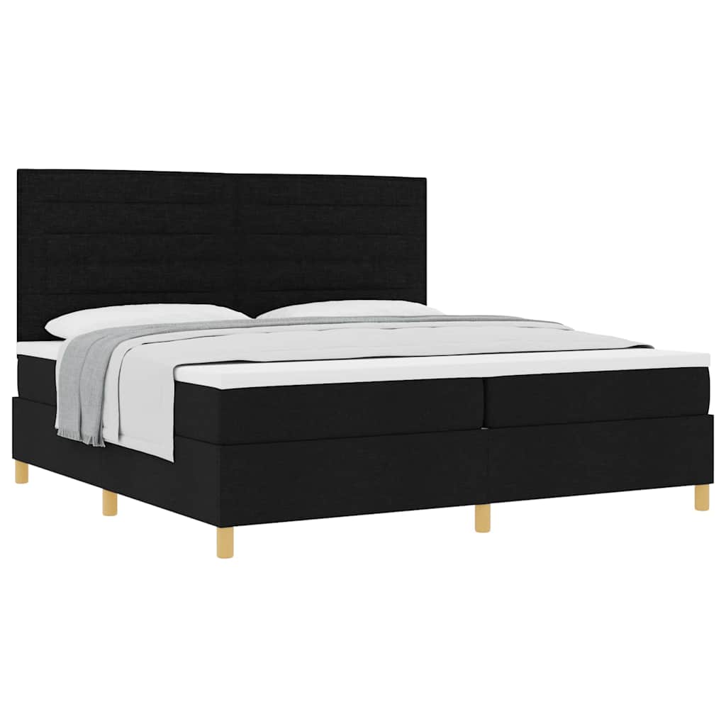Boxspringbett mit Kopfteil Schwarz 200 x 200 cm Stoff