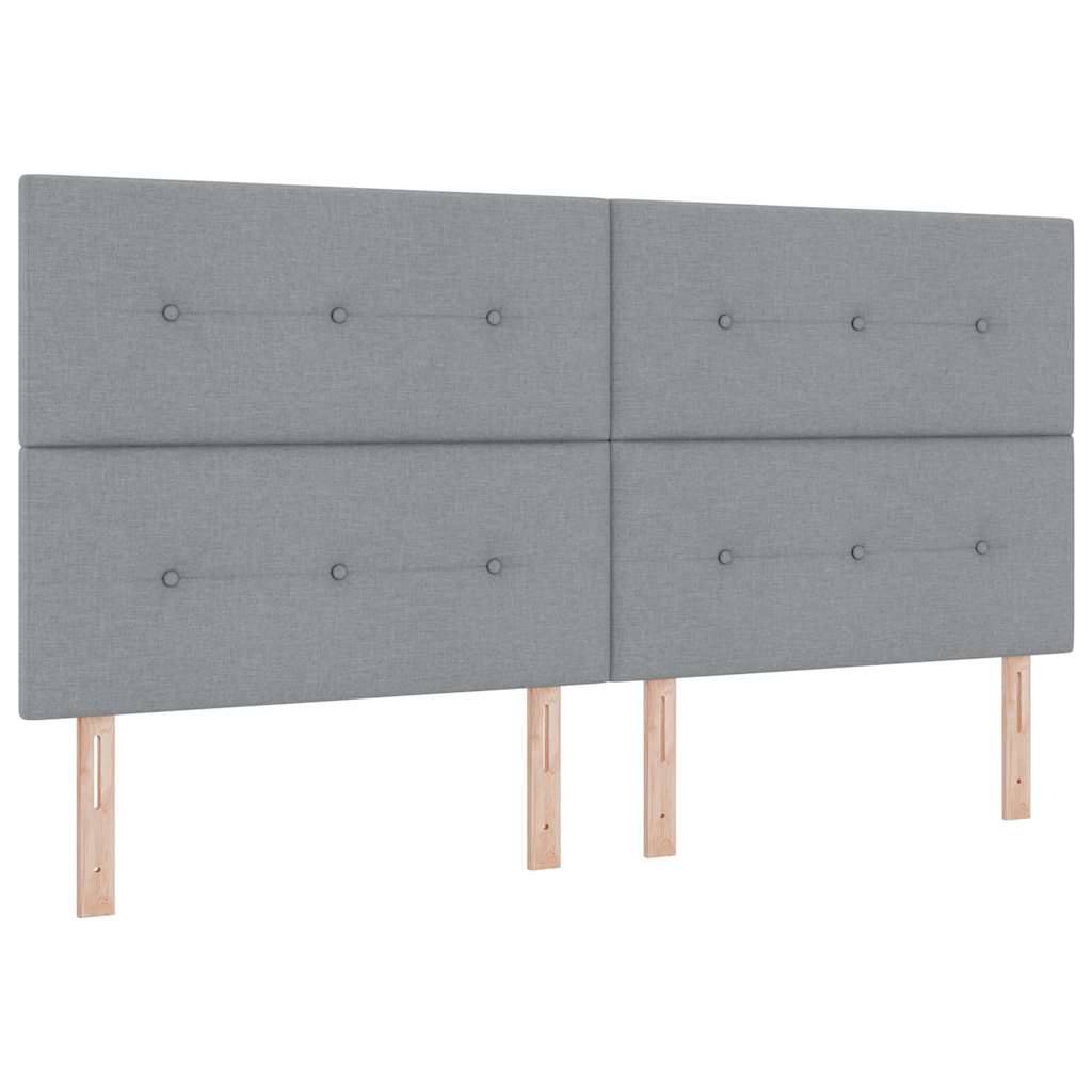 Boxspringbett mit Kopfteil Hellgrau 200 x 200 cm Stoff