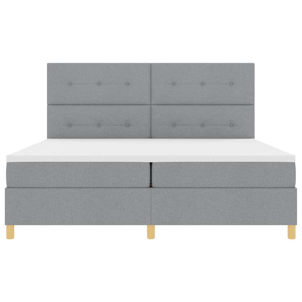 Boxspringbett mit Kopfteil Hellgrau 200 x 200 cm Stoff