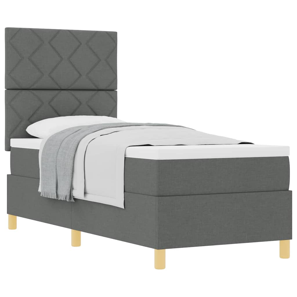 Boxspringbett mit Kopfteil Dunkelgrau 80 x 200 cm Stoff