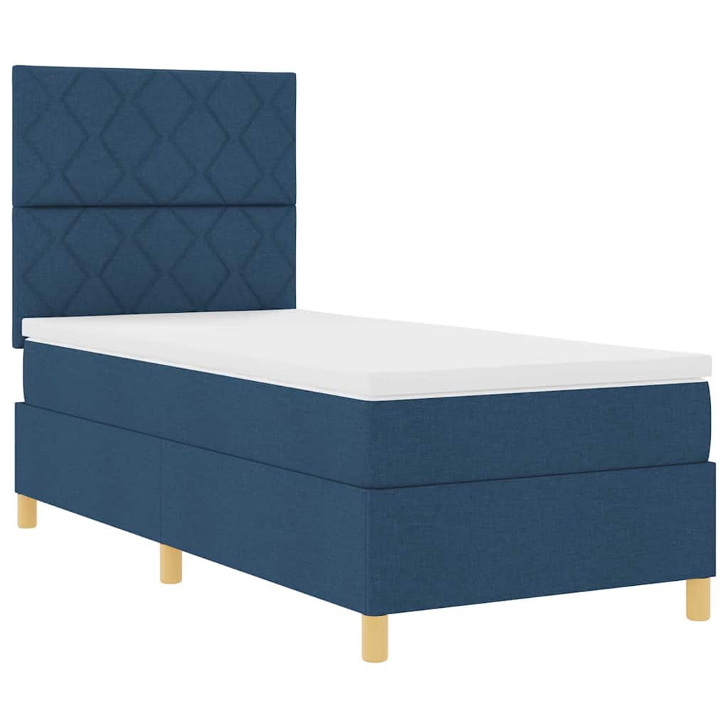 Boxspringbett mit Kopfteil Blau 90 x 190 cm Stoff