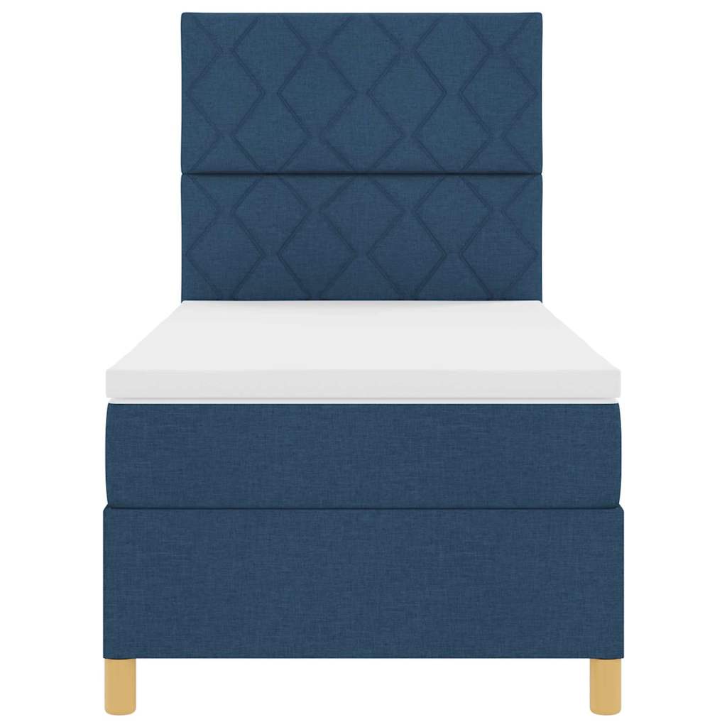 Boxspringbett mit Kopfteil Blau 90 x 190 cm Stoff
