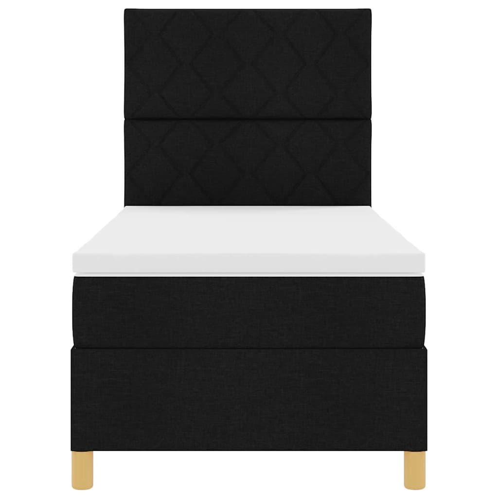 Boxspringbett mit Kopfteil Schwarz 100 x 200 cm Stoff