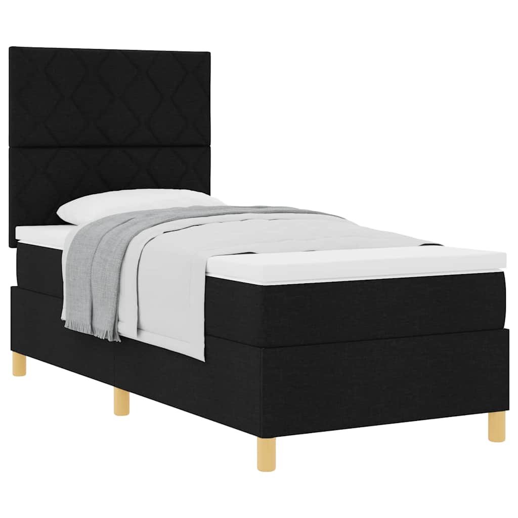 Boxspringbett mit Kopfteil Schwarz 100 x 200 cm Stoff