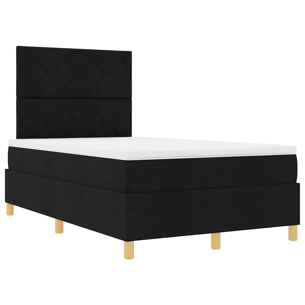 Boxspringbett mit Kopfteil Schwarz 120 x 190 cm Stoff