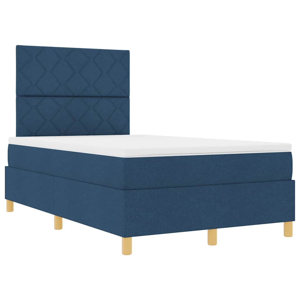Boxspringbett mit Kopfteil Blau 120 x 190 cm Stoff