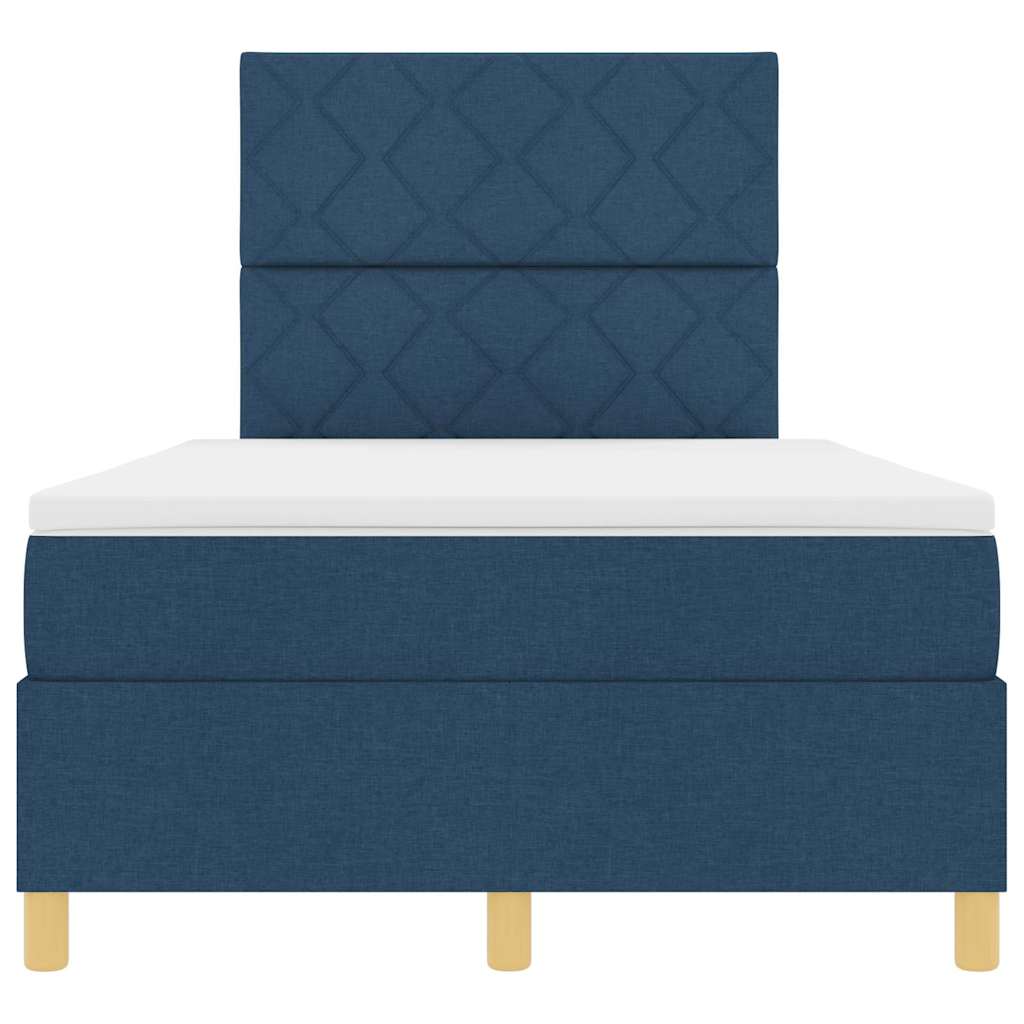 Boxspringbett mit Kopfteil Blau 120 x 200 cm Stoff