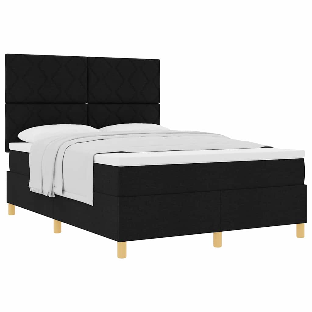 Boxspringbett mit Matratze Schwarz 160 x 200 cm Stoff