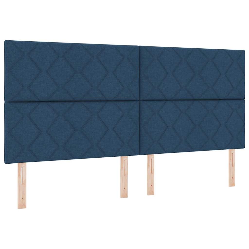Boxspringbett mit Kopfteil Blau 200 x 200 cm Stoff