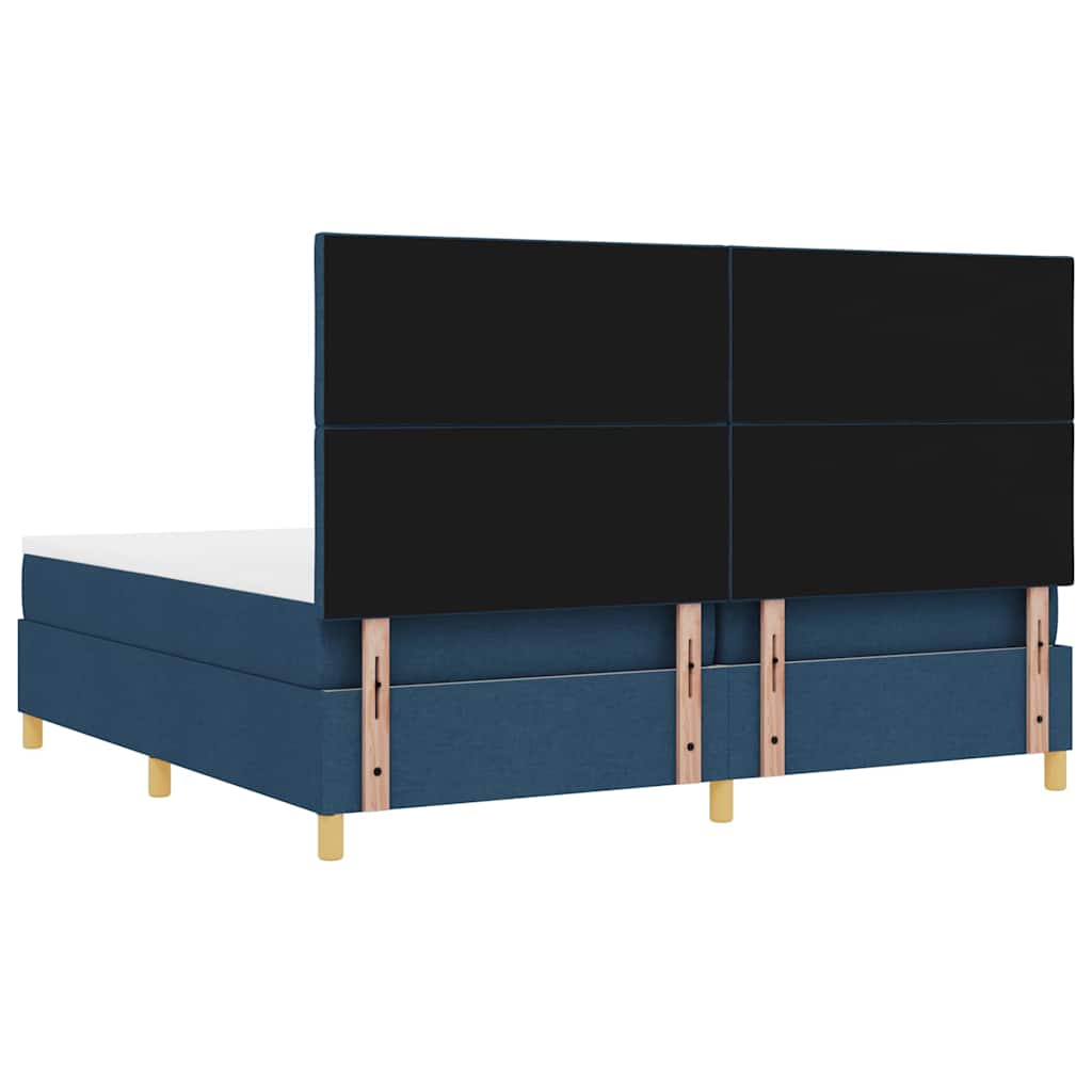 Boxspringbett mit Kopfteil Blau 200 x 200 cm Stoff