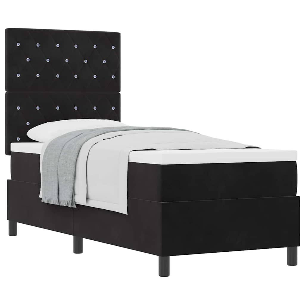 Boxspringbett mit Matratze Schwarz 80 x 200 cm Samt