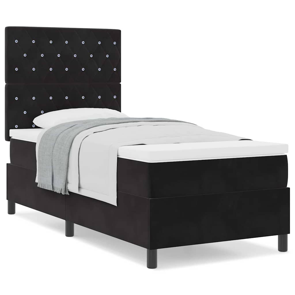 Boxspringbett mit Matratze Schwarz 90 x 190 cm Samt