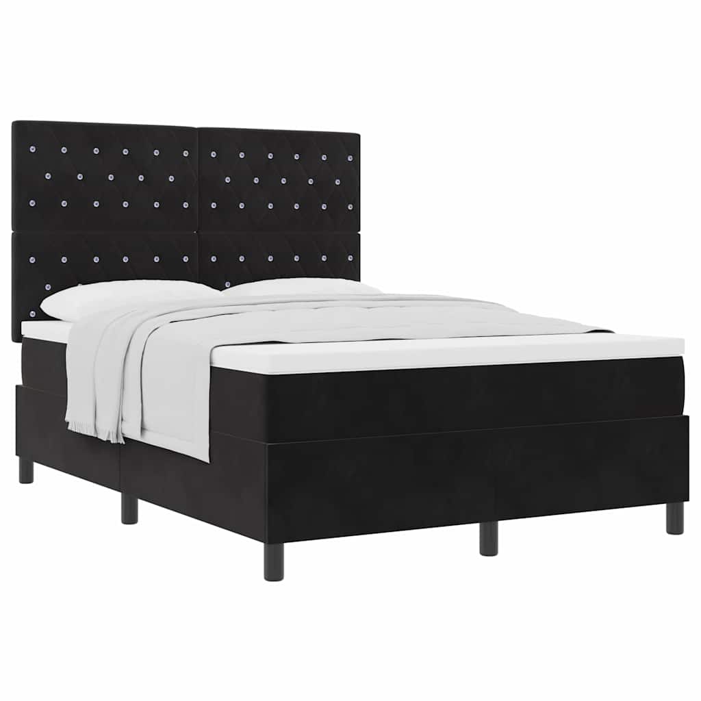 Boxspringbett mit Matratze Schwarz 160 x 200 cm Samt