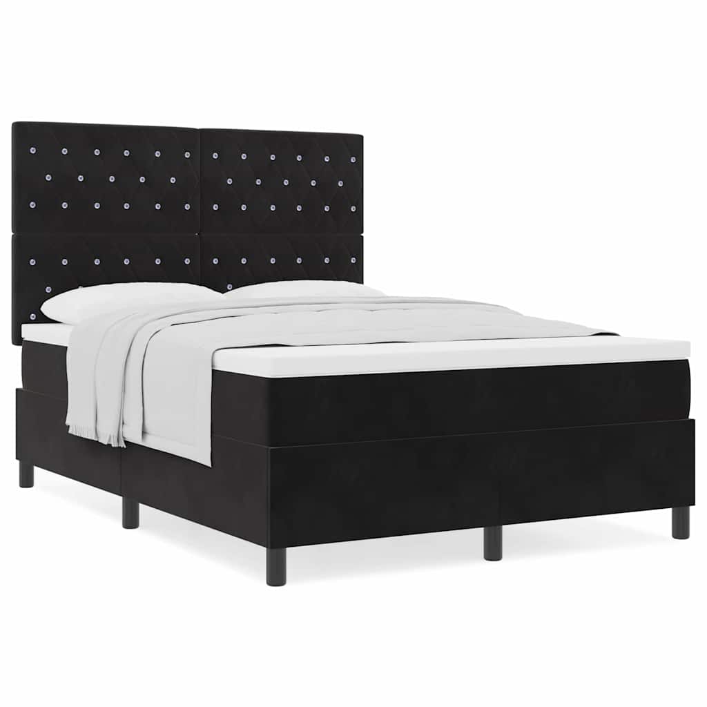 Boxspringbett mit Matratze Schwarz 160 x 200 cm Samt