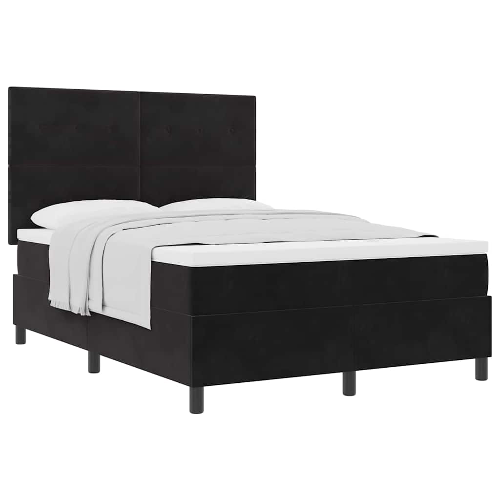 Boxspringbett mit Matratze Schwarz 160 x 200 cm Samt